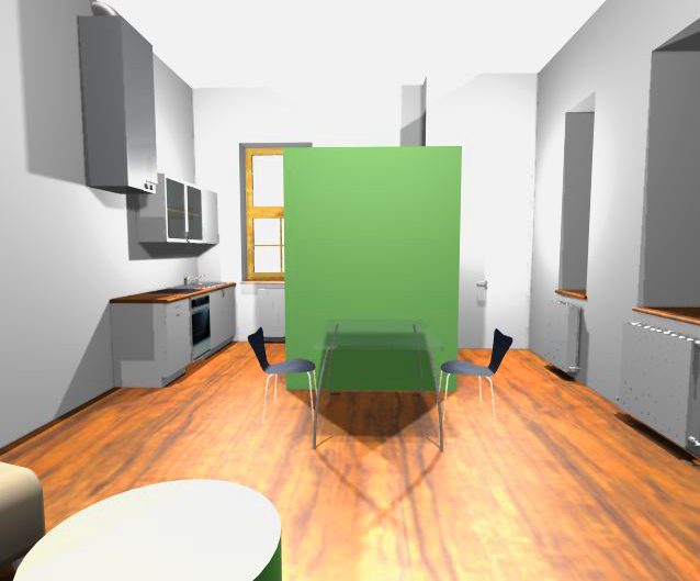 Sanierung Kleinwohnung – Visualisierung der Wohnküche