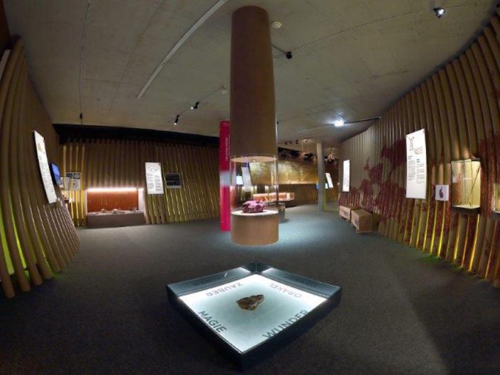 Ausstellung STONEHENGE – Ausstellungsraum mit einer Fischaugen-Linse fotografiert