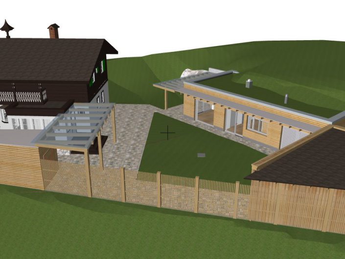 Visualisierung Projekt Dörfl – Gesamtansicht des Anbaus