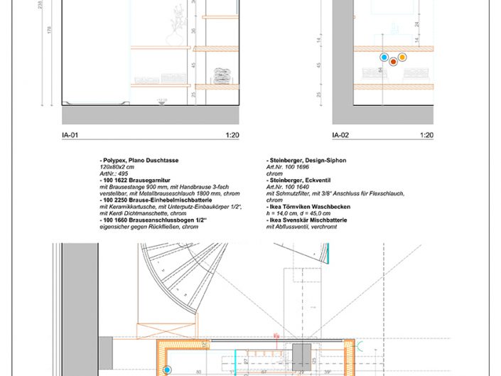 Altbauwohnung in Hernals – Bauplan des Badezimmers