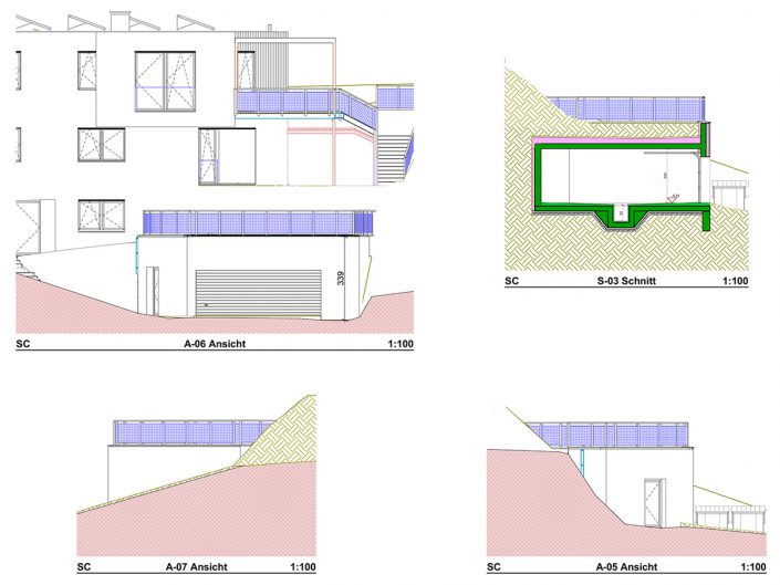 Einfamilienhaus Klosterneuburg – Plan diverser Seitenansichten