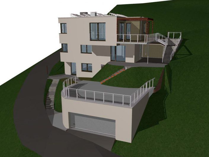 Einfamilienhaus Klosterneuburg – Visualisierung der Vorderansicht
