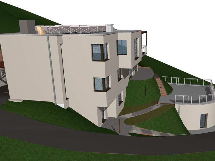 Einfamilienhaus Klosterneuburg – Visualisierung der seitlichen Ansicht