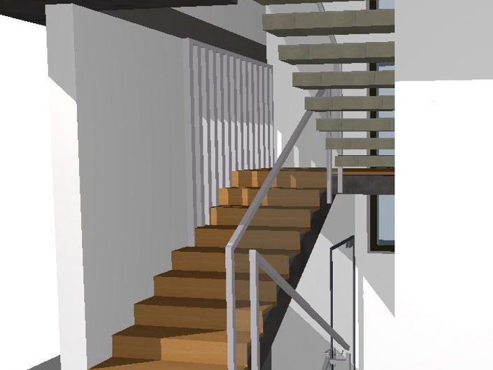 Einfamilienhaus Klosterneuburg – Visualisierung des Stiegenhauses