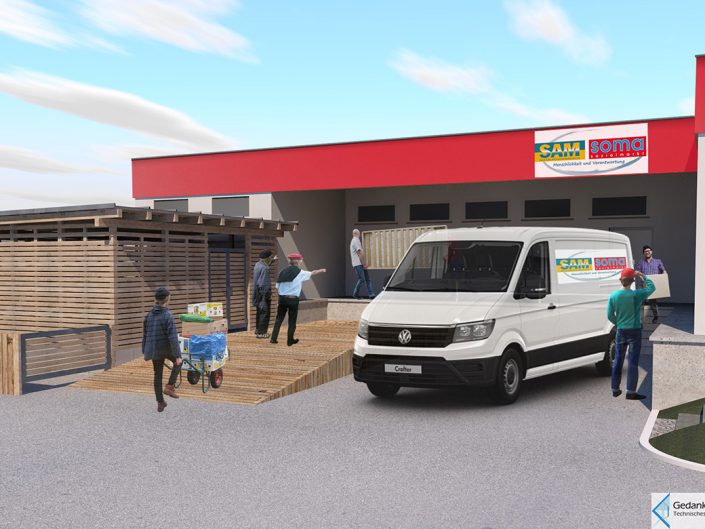 Visualisierung des neuen Müllraums beim Sozialmarkt Ternitz