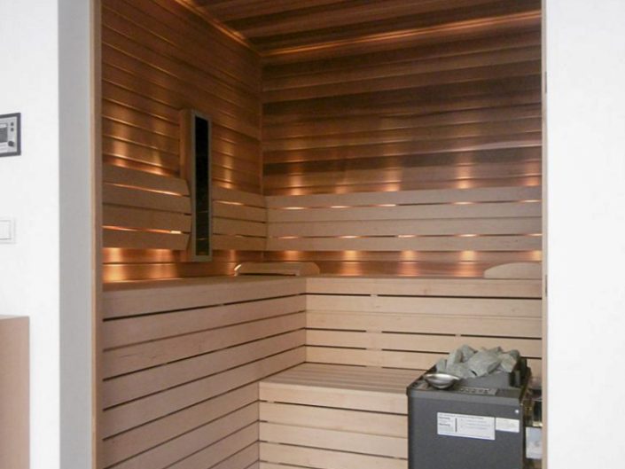 Altbauwohnung in Hernals – Innenbereich der Sauna im Detail